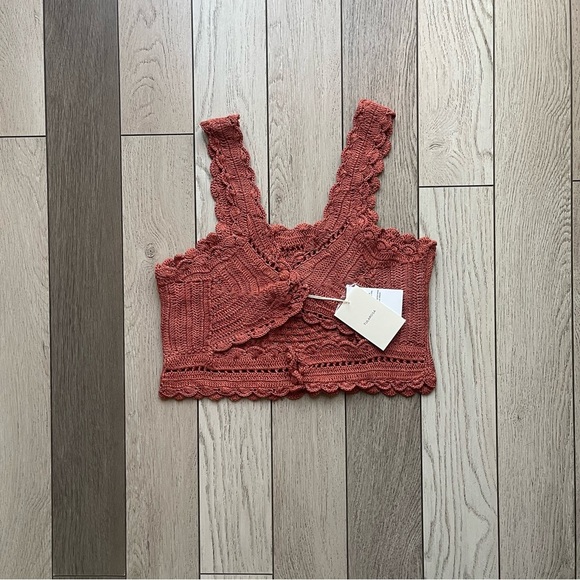 Tularosa Rust Crochet Knit Top - Picture 2 of 7